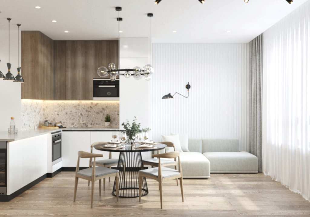 Дизайн-проект квартиры в стиле эко-минимализм ЖК Savin House г.Алматы Дизайн интерьера в эко-стиле