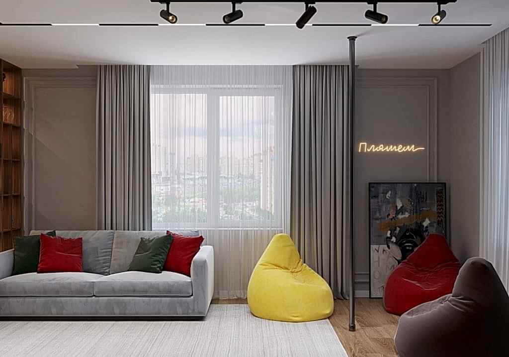 Дизайн-проект трехкомнатной квартиры в стиле контемпорари в ЖК Голливуд