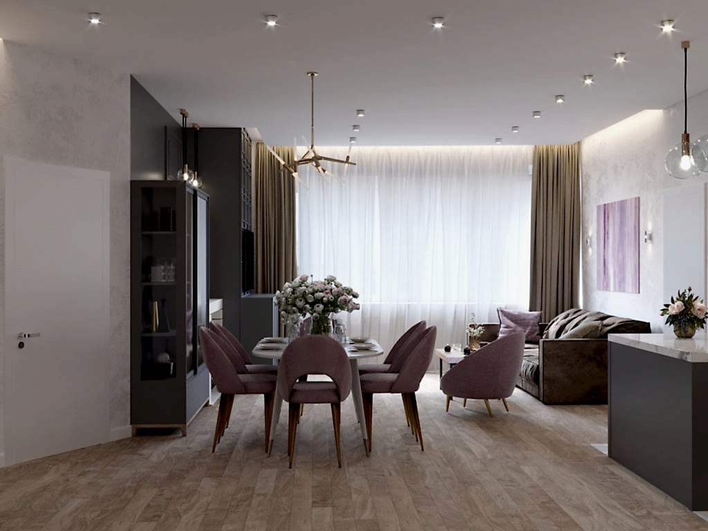 Дизайн-проект трехкомнатной квартиры в ЖК Лазурные небеса