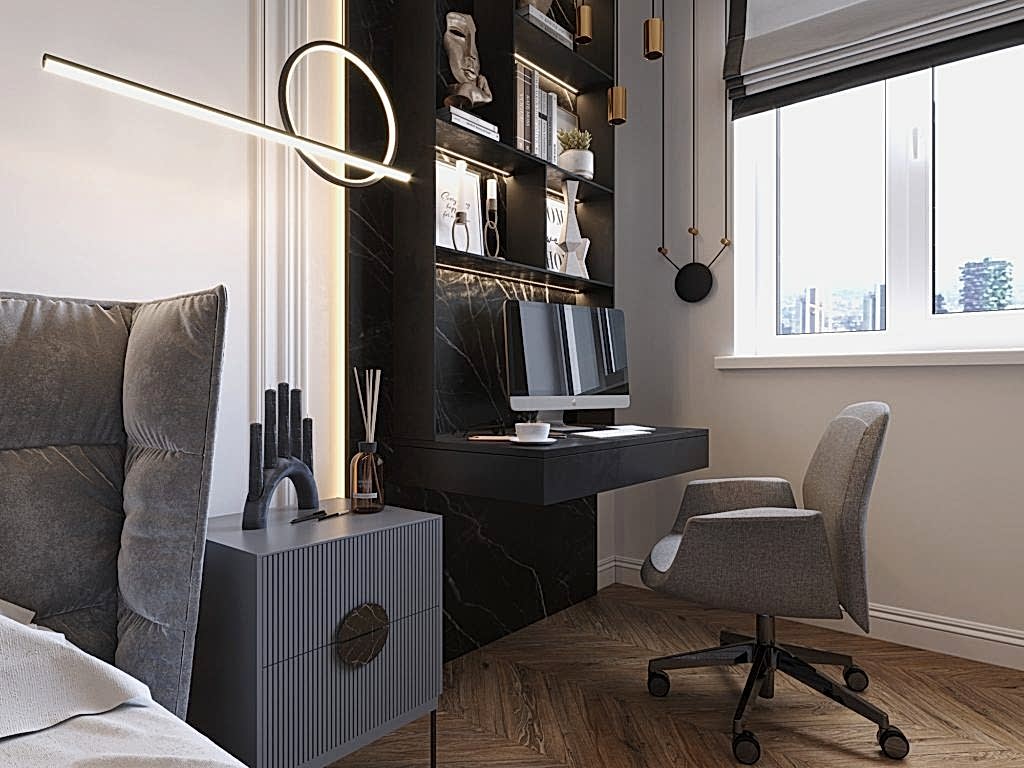 Дизайн-проект двухкомнатной квартиры на Парковой в Алматы Дизайн-проект кабинета