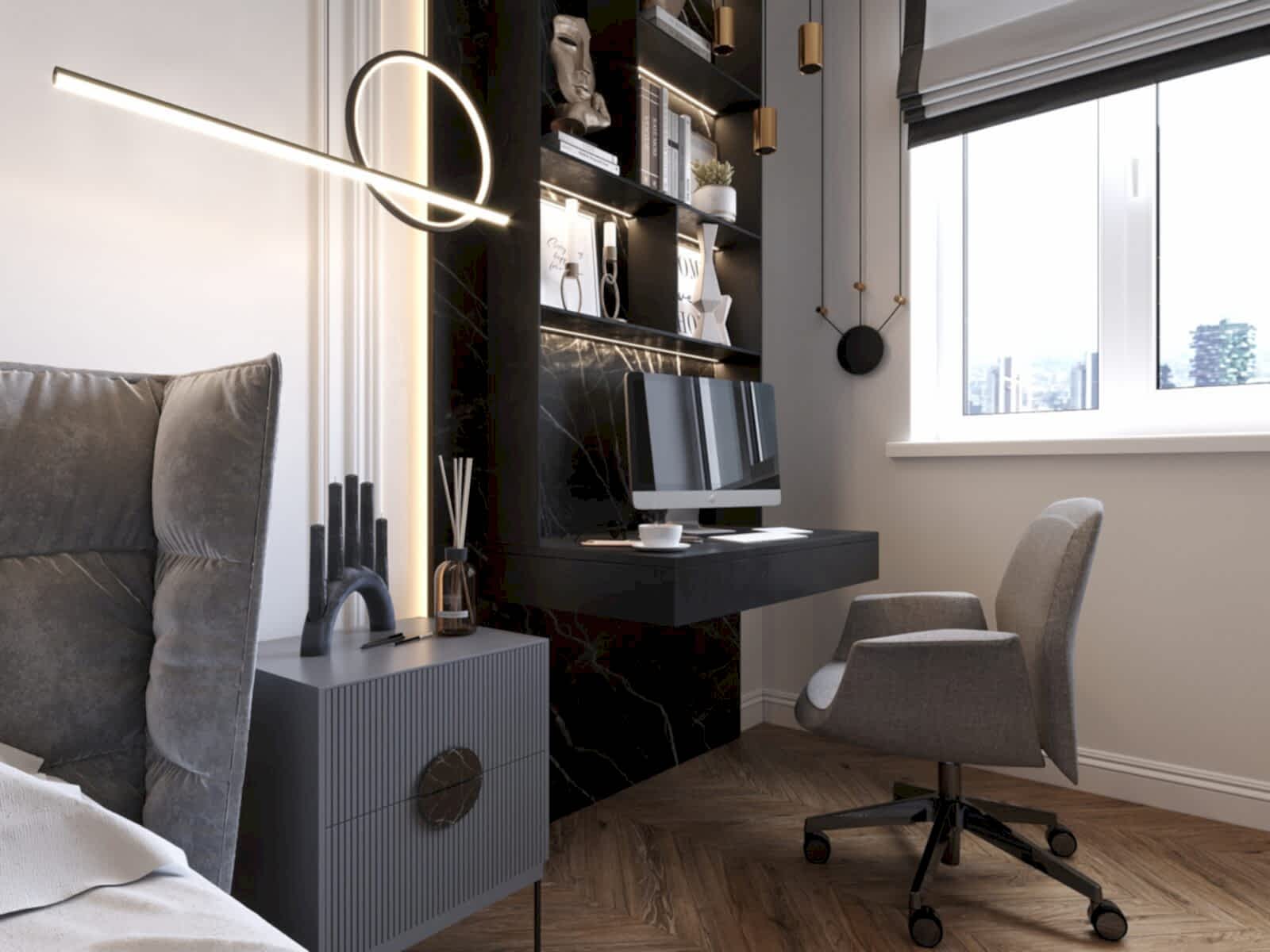 Дизайн-проект двухкомнатной квартиры на Парковой в Алматы Дизайн-проект кабинета