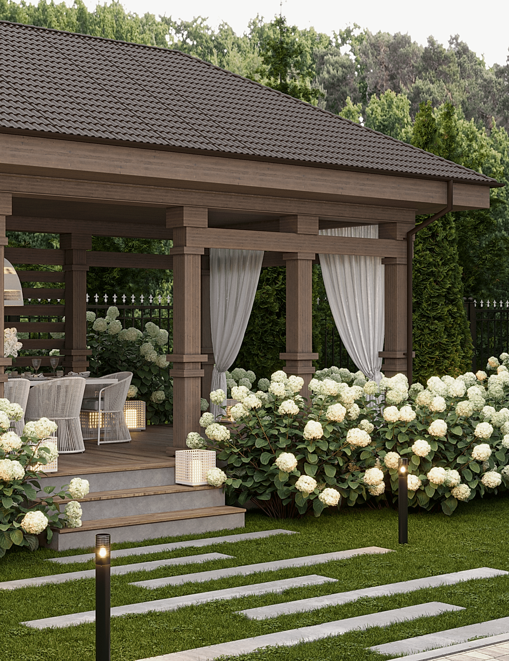 Ландшафтный дизайн загородного дома г.Алматы п. Крона Ландшафтный дизайн загородного дома г.Алматы п. Крона